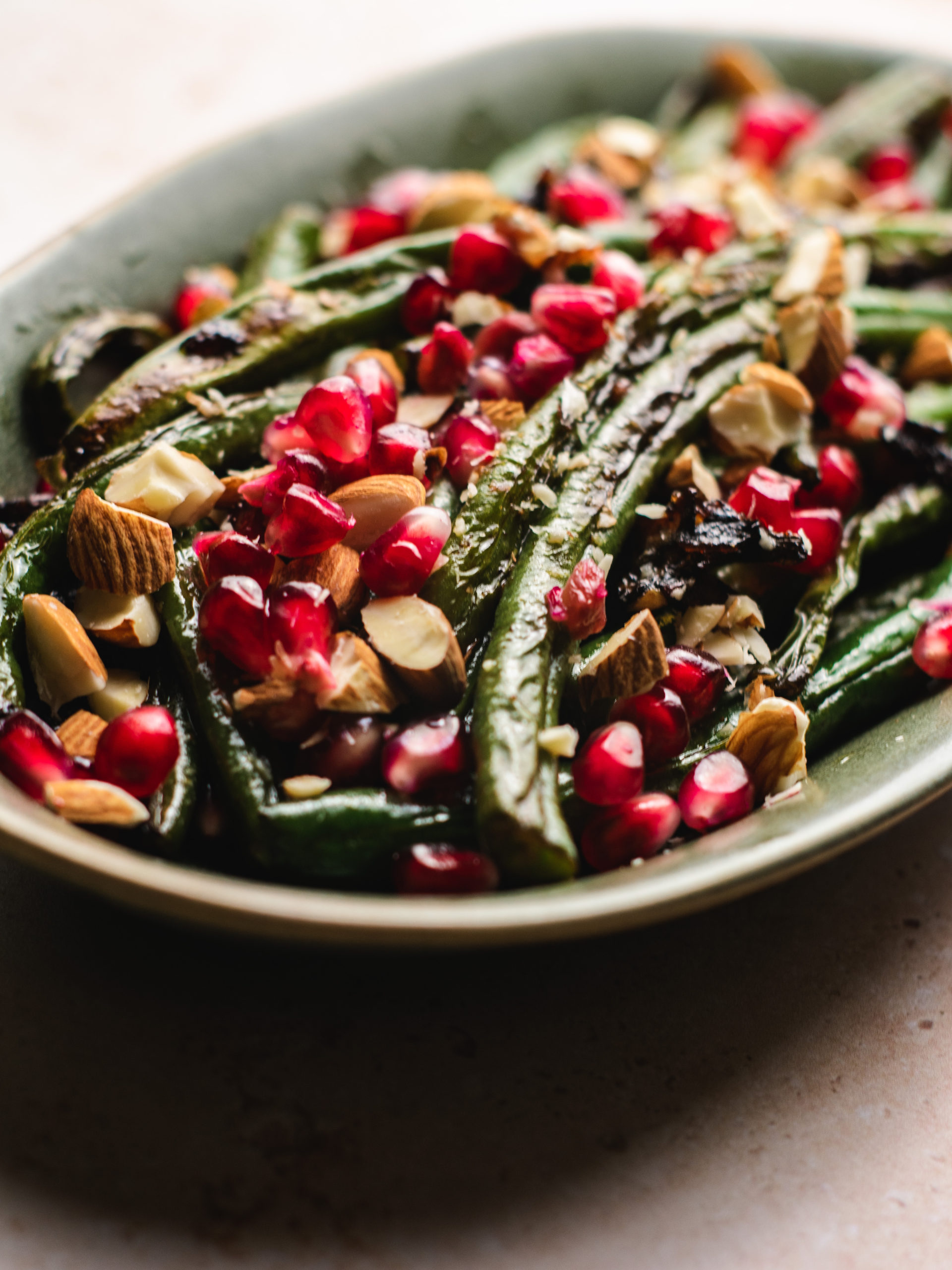 Green Beans with Almonds and Pomegranate Seeds Flax and Sugar