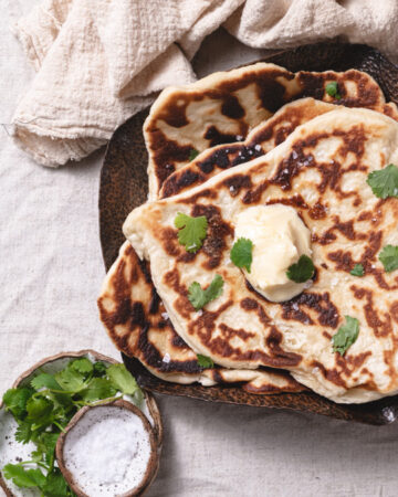 Sourdough discard naan with butter